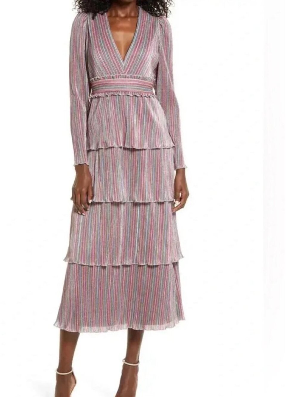 Saylor Alison Striped Long Sleeve Midi Dress